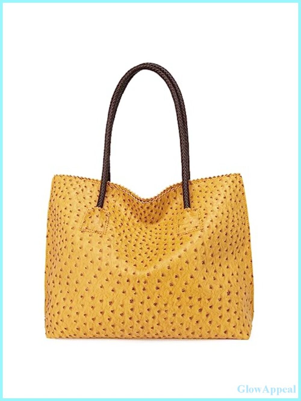 Large Ostrich Vegan Leather Tote Bag for Women Shoulder Purse Laptop
